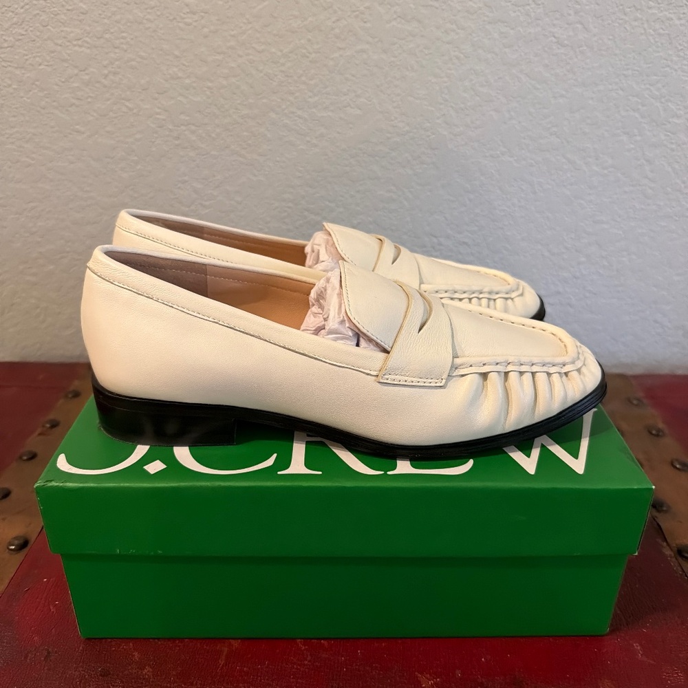 J.Crew Soft Leather Loafers in Ivory 7H